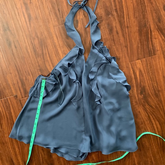 L’agence silk blue top open back large frill sexy - Picture 8 of 8